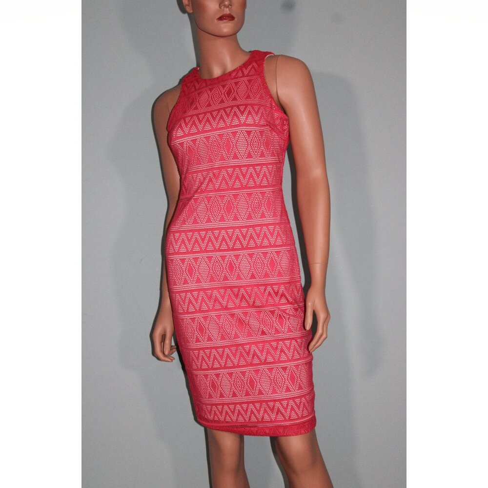 B. Darlin Form-Fitting Coral Crochet Dress